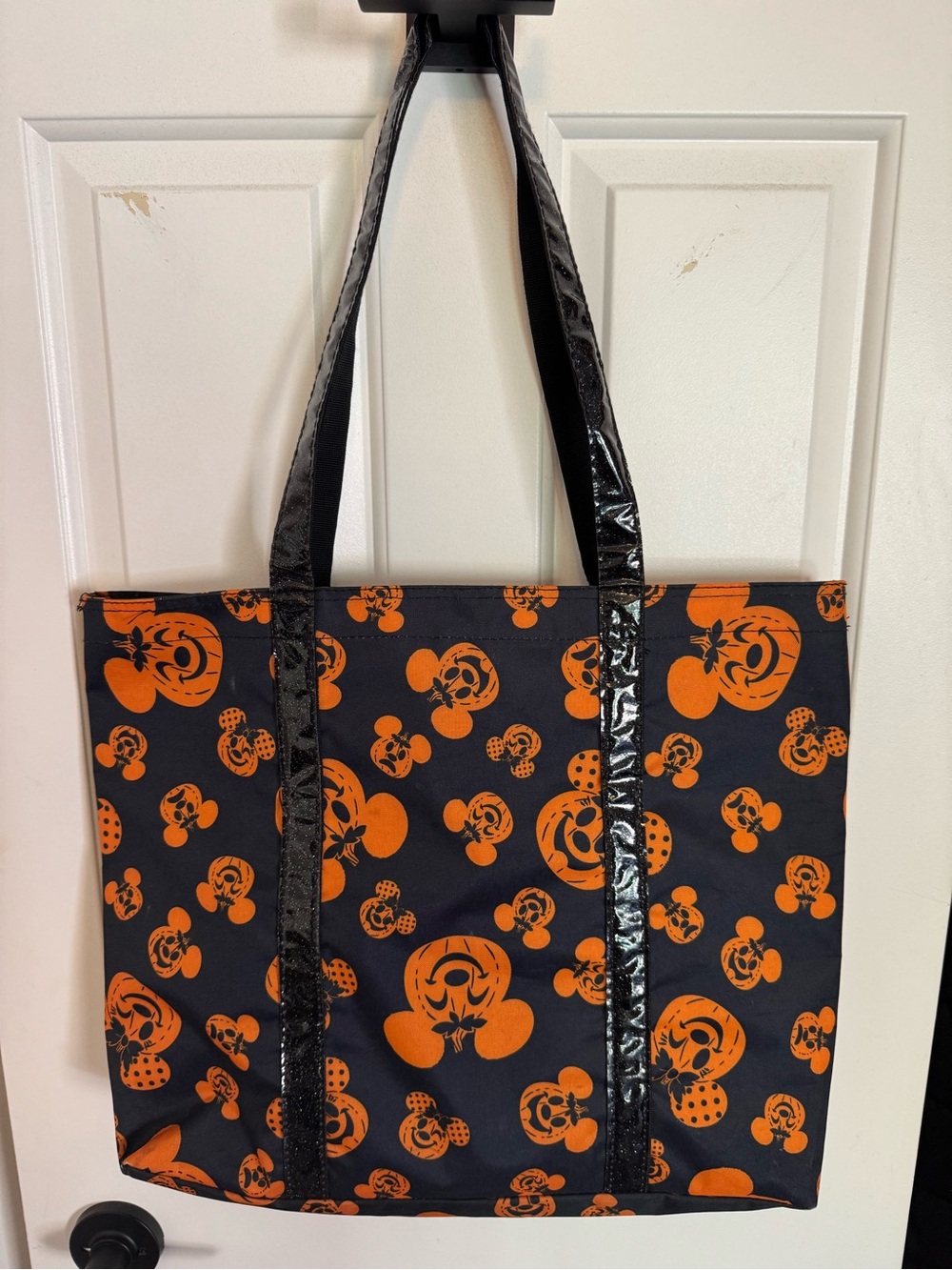Disney Black Tote with Orange Mickey Pumpkin Pattern